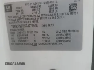 2012 GMC Acadia SLT2 with VIN 1GKKRSEDXCJ272998, listed as a Copart auction lot 80511954 with 174,972 mi miles and Salvage Title. Bid and sale history available at carsss.com. Image 13.