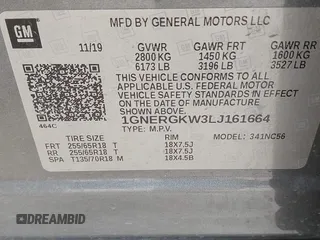 2020 Chevrolet Traverse LT Cloth with VIN 1GNERGKW3LJ161664, listed as a IAAI auction lot 41637221 with 64,180 mi miles. Bid and sale history available at carsss.com. Image 9.