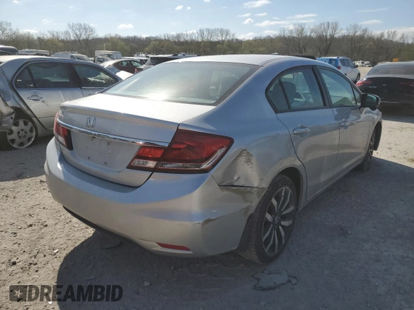 2015 Honda Civic Sedan EX-L with VIN 19XFB2F92FE067883, listed as a Copart auction lot 51051795 with 51,890 mi miles and Salvage Title. Bid and sale history available at carsss.com. Image 3.