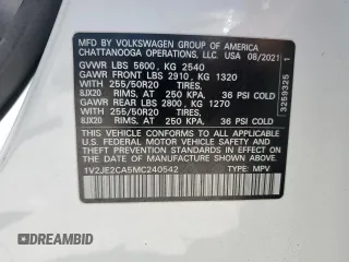 2021 Volkswagen Atlas SE с VIN 1V2JE2CA5MC240542, выставлен на аукционе Copart как лот 53096095 с пробегом 117 948 миль миль и На запчасти • Non repairable. История ставок и продаж доступна на DreamBid. Изображение 13.