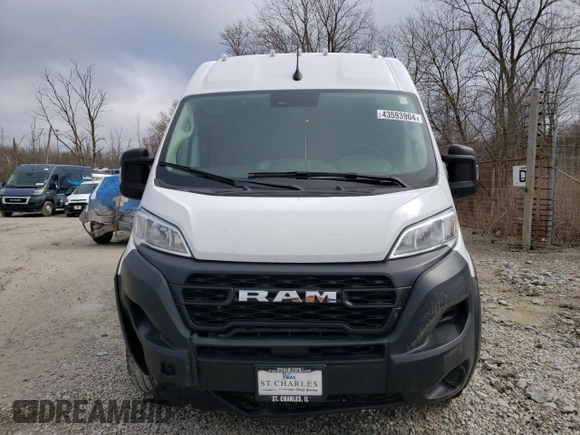 2023 Ram ProMaster Cargo with VIN 3C6MRVJG6PE506893, listed as a Copart auction lot 43593904 with 15,978 mi miles and Salvage Title. Bid and sale history available at DreamBid. Image 5.