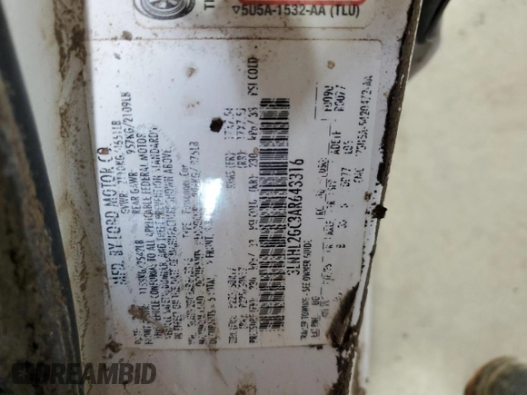 2010 Lincoln MKZ with VIN 3LNHL2GC3AR643316, listed as a Copart auction lot 46619325 with Not Provided miles and Salvage Title. Bid and sale history available at DreamBid. Image 13.