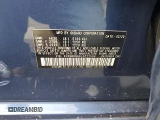 2020 Subaru Legacy Limited with VIN 4S3BWAN66L3022596, listed as a Copart auction lot 63056185 with 84,073 mi miles and Salvage title. Bid and sale history available at DreamBid. Image 12.