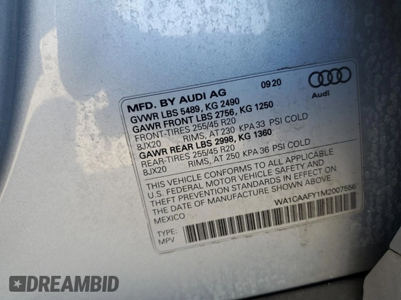 2021 Audi Q5 Prestige with VIN WA1CAAFY1M2007556, listed as a Copart auction lot 87270094 with 51,786 mi miles and Non Repairable. Bid and sale history available at carsss.com. Image 13.