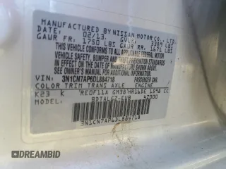 2013 Nissan Versa S Plus with VIN 3N1CN7AP6DL884718, listed as a Copart auction lot 55601705 with 65,622 mi miles and Salvage title. Bid and sale history available at DreamBid. Image 13.