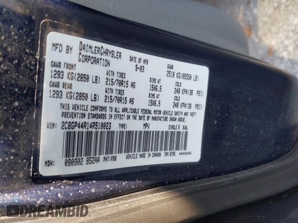 2004 Chrysler Town & Country LX with VIN 2C8GP44R14R510023, listed as a IAAI auction lot 41541652 with 213,273 mi miles. Bid and sale history available at carsss.com. Image 9.