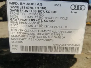 2019 Audi e-tron Premium Plus with VIN WA1LABGE6KB014901, listed as a Copart auction lot 50910225 with 46,322 mi miles and Salvage title. Bid and sale history available at DreamBid. Image 14.
