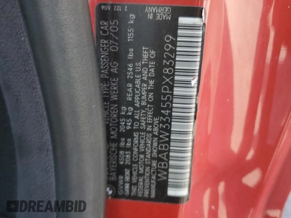 2005 BMW 3 Series 325Ci with VIN WBABW33455PX83299, listed as a Copart auction lot 49500375 with 90,521 mi miles and Salvage Title. Bid and sale history available at carsss.com. Image 12.