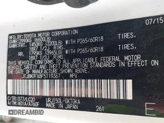 2015 Lexus GX 460 with VIN JTJBM7FX8F5119367, listed as a IAAI auction lot 42453473 with 142,000 mi miles and . Bid and sale history available at DreamBid. Image 9.