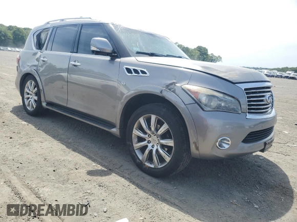 2014 Infiniti QX80 with VIN JN8AZ2NE1E9068423, listed as a Copart auction lot 58903345 with 160,857 mi miles and Clean title. Bid and sale history available at DreamBid. Image 4.