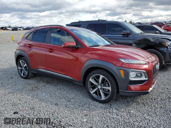 2021 Hyundai Kona Ultimate with VIN KM8K53A53MU630112, listed as a Copart auction lot 50087575 with 19,523 mi miles and Salvage Title. Bid and sale history available at carsss.com. Image 4.
