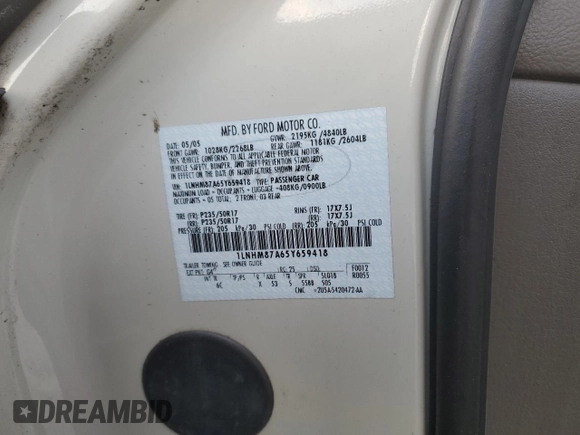 2005 Lincoln LS Sport z VIN 1LNHM87A65Y659418, wystawiony jako Copart lot #86701384 z przebiegiem Nie podano mil oraz Szkoda całkowita • Salvage title. Historia ofert i sprzedaży dostępna na DreamBid. Obrazek 13.