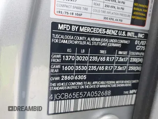 2007 Mercedes-Benz R 3.5L with VIN 4JGCB65E57A052688, listed as a IAAI auction lot 42062948 with 142,440 mi miles and . Bid and sale history available at DreamBid. Image 9.