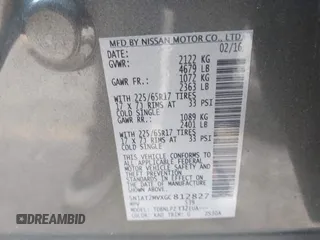 2016 Nissan Rogue SL with VIN 5N1AT2MVXGC812827, listed as a IAAI auction lot 41517972 with Not Provided miles and . Bid and sale history available at DreamBid. Image 9.