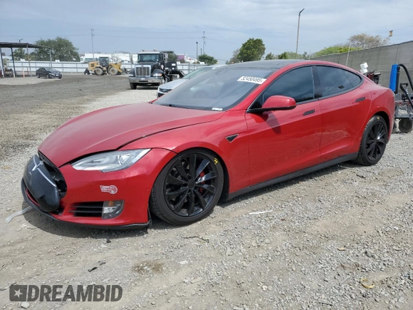 2016 Tesla Model S 90D with VIN 5YJSA1E42GF127593, listed as a Copart auction lot 52450495 with 144,151 mi miles and Salvage title. Bid and sale history available at DreamBid. Image 1.