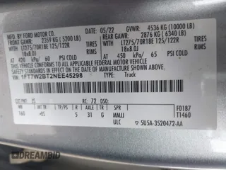 2022 Ford F-250 XL with VIN 1FT7W2BT2NEE45298, listed as a IAAI auction lot 41469889 with 60,306 mi miles and . Bid and sale history available at DreamBid. Image 8.