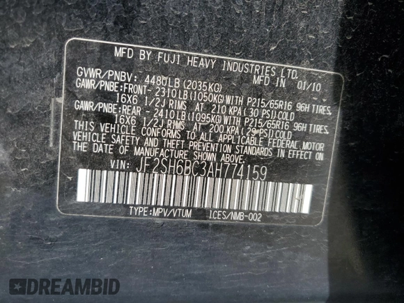 2010 Subaru Forester X с VIN JF2SH6BC3AH774159, выставлен на аукционе Copart как лот 54251825 с пробегом 165 384 миль миль и Списание • Salvage title. История ставок и продаж доступна на DreamBid. Изображение 13.