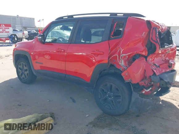 2018 Jeep Renegade Trailhawk with VIN ZACCJBCB9JPH37406, listed as a IAAI auction lot 41822630 with 57,711 mi miles and . Bid and sale history available at DreamBid. Image 3.