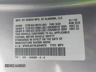 2020 Honda Odyssey EX-L с VIN 5FNRL6H79LB048976, выставлен на аукционе IAAI как лот 42270093 с пробегом 85 773 миль миль и . История ставок и продаж доступна на DreamBid. Изображение 9.