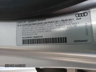 2016 Audi RS 7 с VIN WUAWRAFC1GN906181, выставлен на аукционе Copart как лот 45469833 с пробегом 39 341 миль миль и . История ставок и продаж доступна на DreamBid. Изображение 12.