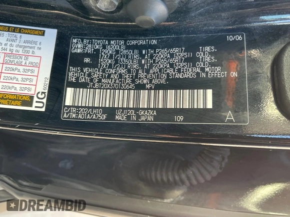 2007 Lexus GX with VIN JTJBT20X370130645, listed as a Copart auction lot 41531085 with 195,020 mi miles and Clean Title. Bid and sale history available at carsss.com. Image 10.