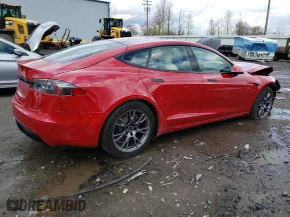 2022 Tesla Model S with VIN 5YJSA1E5XNF469508, listed as a Copart auction lot 48967223 with 6,546 mi miles and Salvage Title. Bid and sale history available at DreamBid. Image 3.