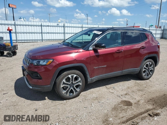 2022 Jeep Compass Limited with VIN 3C4NJDCBXNT159383, listed as a Copart auction lot 62136695 with 59,429 mi miles and Salvage title. Bid and sale history available at DreamBid. Image 1.