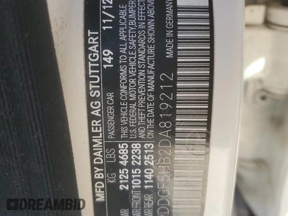 2013 Mercedes-Benz C 350 Sport with VIN WDDGF5HB2DA819212, listed as a Copart auction lot 52918595 with 108,555 mi miles and Salvage Title. Bid and sale history available at DreamBid. Image 12.