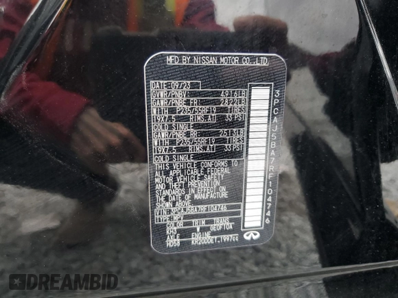 2024 Infiniti QX50 Luxe with VIN 3PCAJ5BA7RF104746, listed as a Copart auction lot 87662355 with 3,024 mi miles and Salvage title. Bid and sale history available at DreamBid. Image 14.