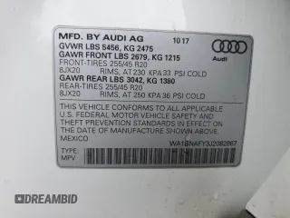 2018 Audi Q5 Premium Plus with VIN WA1BNAFY3J2082867, listed as a Copart auction lot 61017895 with 85,070 mi miles and Salvage title. Bid and sale history available at DreamBid. Image 13.