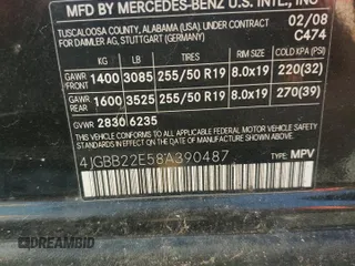 2008 Mercedes-Benz M 320 CDI with VIN 4JGBB22E58A390487, listed as a Copart auction lot 54608255 with 164,491 mi miles and Clean Title. Bid and sale history available at carsss.com. Image 13.