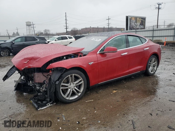 2015 Tesla Model S 85D with VIN 5YJSA1E26FF115945, listed as a Copart auction lot 42994765 with 95,746 mi miles and Salvage Title. Bid and sale history available at carsss.com. Image 1.
