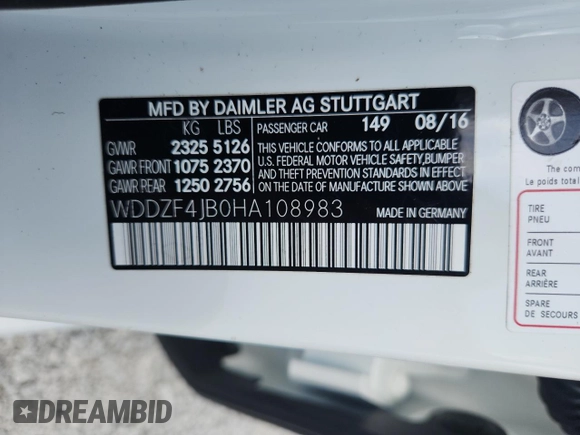 2017 Mercedes-Benz E 300 Luxury with VIN WDDZF4JB0HA108983, listed as a Copart auction lot 62722635 with 89,526 mi miles and Clean title. Bid and sale history available at DreamBid. Image 12.