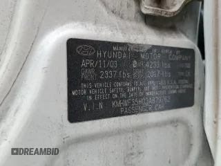 2003 Hyundai Sonata GLS with VIN KMHWF35H03A879762, listed as a Copart auction lot 84282744 with 192,132 mi miles and Salvage Title. Bid and sale history available at carsss.com. Image 14.