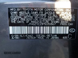 2023 Lexus IS with VIN JTHGZ1E23P5030867, listed as a Copart auction lot 54871264 with 6,429 mi miles and Salvage Title. Bid and sale history available at carsss.com. Image 12.