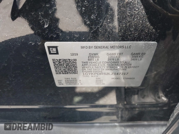 2020 Cadillac XT6 AWD Premium Luxury with VIN 1GYKPDRS2LZ147317, listed as a IAAI auction lot 42345966 with 98,949 mi miles and . Bid and sale history available at DreamBid. Image 9.