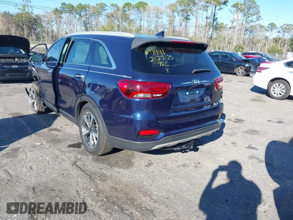 2019 Kia Sorento EX Sport V6 with VIN 5XYPH4A53KG550363, listed as a IAAI auction lot 41699256 with 75,681 mi miles. Bid and sale history available at carsss.com. Image 3.