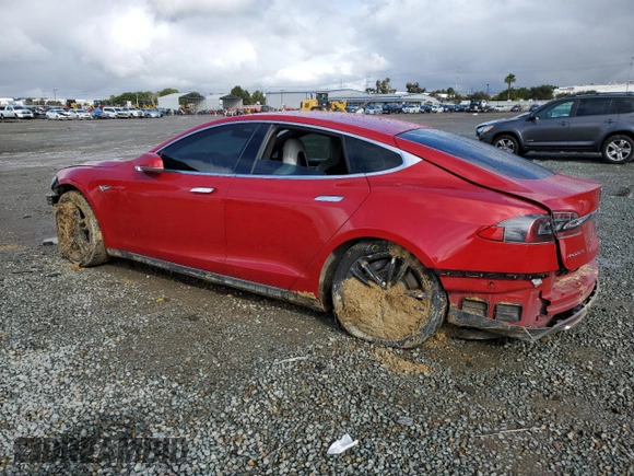 2015 Tesla Model S 85D with VIN 5YJSA1E23FF115854, listed as a Copart auction lot 48938485 with 96,596 mi miles and Salvage Title. Bid and sale history available at carsss.com. Image 2.