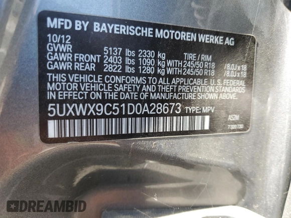 2013 BMW X3 xDrive28i with VIN 5UXWX9C51D0A28673, listed as a Copart auction lot 46947165 with 157,987 mi miles and Clean Title. Bid and sale history available at carsss.com. Image 13.