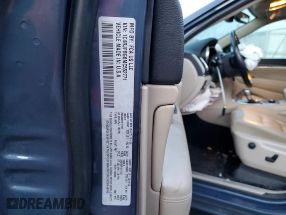 2021 Jeep Grand Cherokee Limited with VIN 1C4RJFBG6MC552771, listed as a Copart auction lot 87156864 with 52,404 mi miles and Salvage title. Bid and sale history available at DreamBid. Image 13.