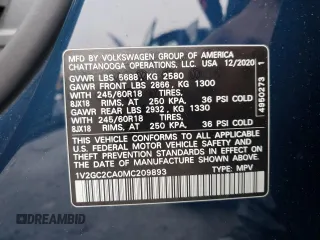 2021 Volkswagen Atlas S with VIN 1V2GC2CA0MC209893, listed as a Copart auction lot 75984414 with 35,558 mi miles and Salvage title. Bid and sale history available at DreamBid. Image 15.