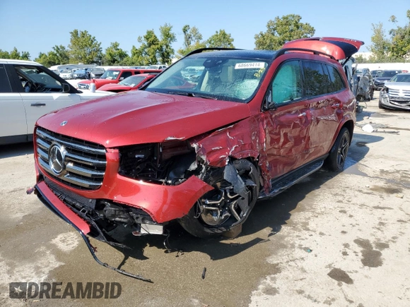 2024 Mercedes-Benz GLS 450 with VIN 4JGFF5KE0RB120067, listed as a Copart auction lot 68669414 with 7,581 mi miles and Salvage Title. Bid and sale history available at DreamBid. Image 1.