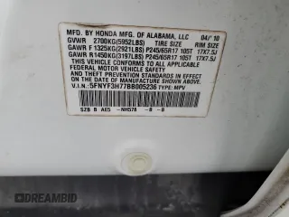 2011 Honda Pilot EX-L with VIN 5FNYF3H77BB005236, listed as a Copart auction lot 47401105 with 255,920 mi miles and Salvage Title. Bid and sale history available at DreamBid. Image 13.