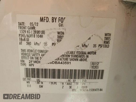 2013 Ford Edge Limited with VIN 2FMDK4KC6DBA43591, listed as a Copart auction lot 44403275 with 113,494 mi miles and Clean Title. Bid and sale history available at carsss.com. Image 13.