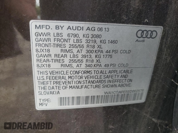 2014 Audi Q7 3.0T Premium with VIN WA1CGAFE5ED002578, listed as a Copart auction lot 65408924 with 99,000 mi miles and Salvage Title. Bid and sale history available at carsss.com. Image 15.