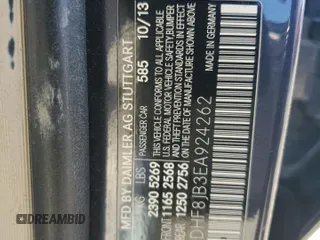 2014 Mercedes-Benz E 350 Luxury with VIN WDDHF8JB3EA924262, listed as a Copart auction lot 56058215 with 156,188 mi miles and Clean Title. Bid and sale history available at DreamBid. Image 12.