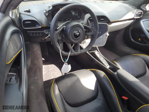 2024 McLaren Artura with VIN SBM16AEA2RW002389, listed as a Copart auction lot 74246334 with 1,374 mi miles and Non Repairable. Bid and sale history available at carsss.com. Image 8.