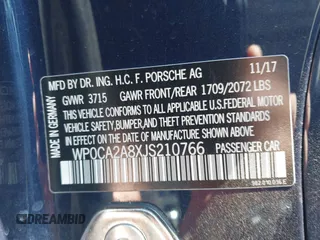 2018 Porsche 718 Boxster z VIN WP0CA2A8XJS210766, wystawiony jako IAAI lot #41617239 z przebiegiem 55 336 mil mil oraz . Historia ofert i sprzedaży dostępna na DreamBid. Obrazek 9.