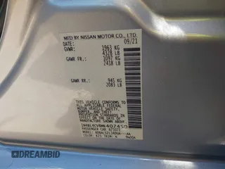 2021 Nissan Altima 2.5 SR with VIN 1N4BL4CV8MN407450, listed as a IAAI auction lot 41011267 with 27,605 mi miles. Bid and sale history available at carsss.com. Image 9.