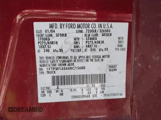 2004 Ford F-150 XLT с VIN 1FTPW14544KC15688, выставлен на аукционе IAAI как лот 42678966 с пробегом 170 277 миль миль и . История ставок и продаж доступна на DreamBid. Изображение 9.